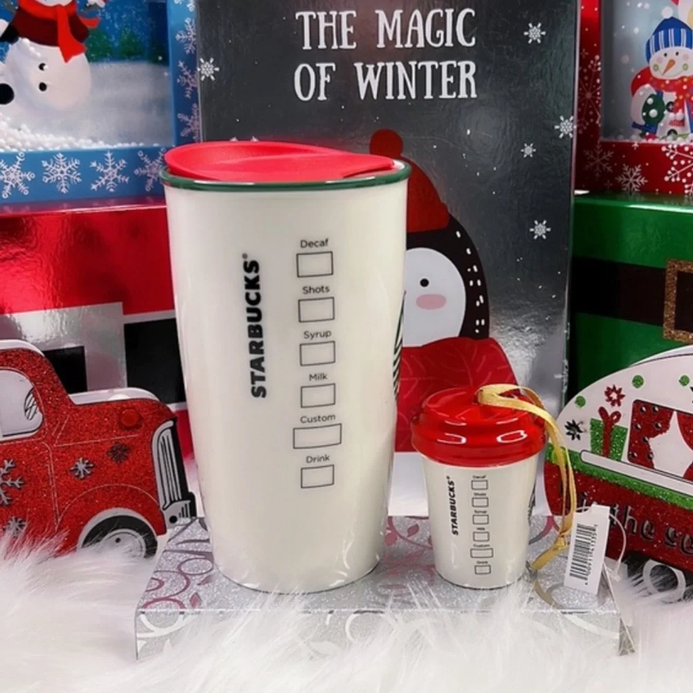 Disney Starbucks Mug Tumbler Happy Holidays Hot Beverage‎ Cup & Ornament